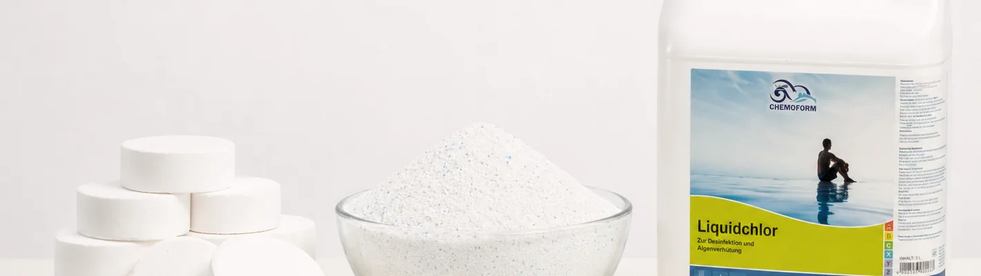 Verschiedene Chlorarten für den Pool: Tabletten, Granulat und Flüssigchlor im Vergleich