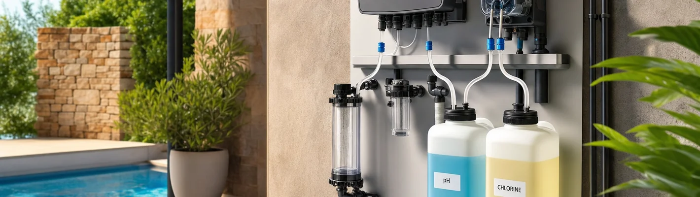 Automatische Dosier-, Mess- und Regeltechnik für sauberes Poolwasser