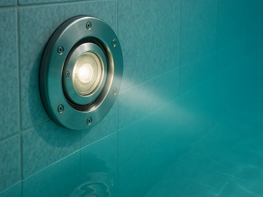 Unterwasserscheinwerfer mit Lichtkegel