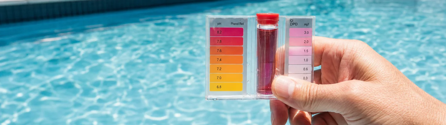 pH-Messung am Pool zeigt einen zu hohen pH-Wert