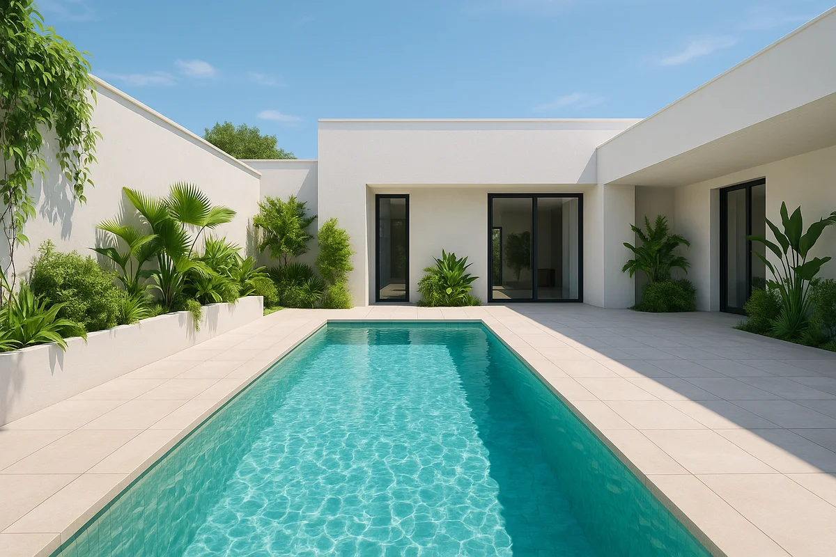 Moderner Pool mit großzügiger Terrasse