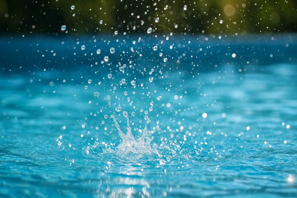 Klares Wasser, Tropfen im Sonnenlicht