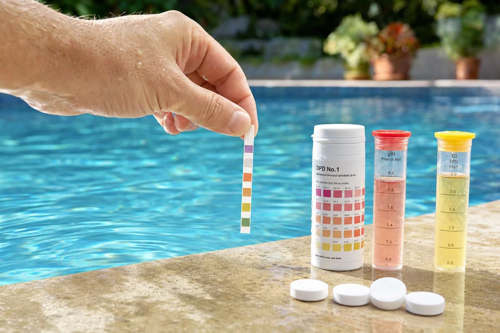 Wassertest mit DPD-Tabletten zur Bestimmung von freiem und gebundenem Chlor