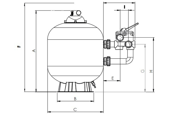 Maßzeichnung Pentair Triton NEO Sandfilter