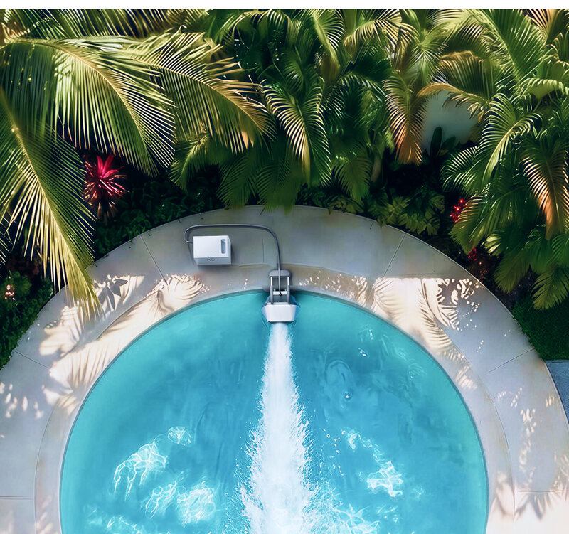 Strömung der InverJet X in einem runden Pool von oben