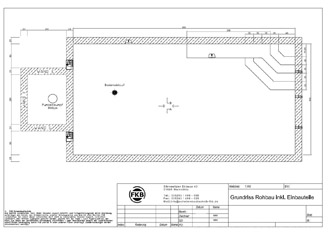 Technische Zeichnung eines Betonschwimmbeckens