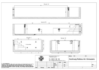 Technische Zeichnung eines Betonschwimmbeckens