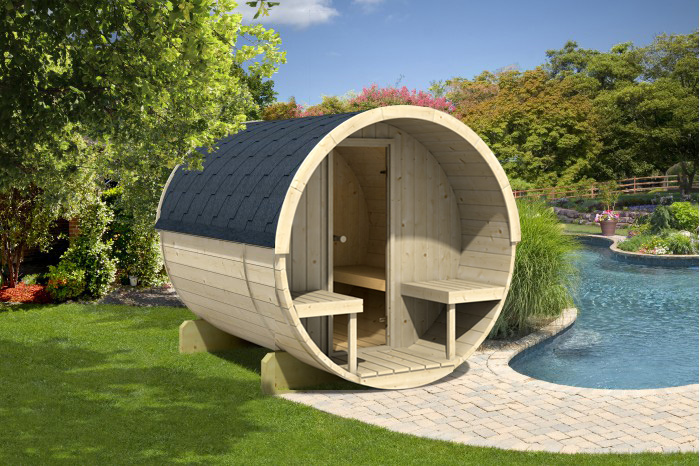 Saunafass-210-250-280 Fass-Sauna 689, 200 x 210 cm