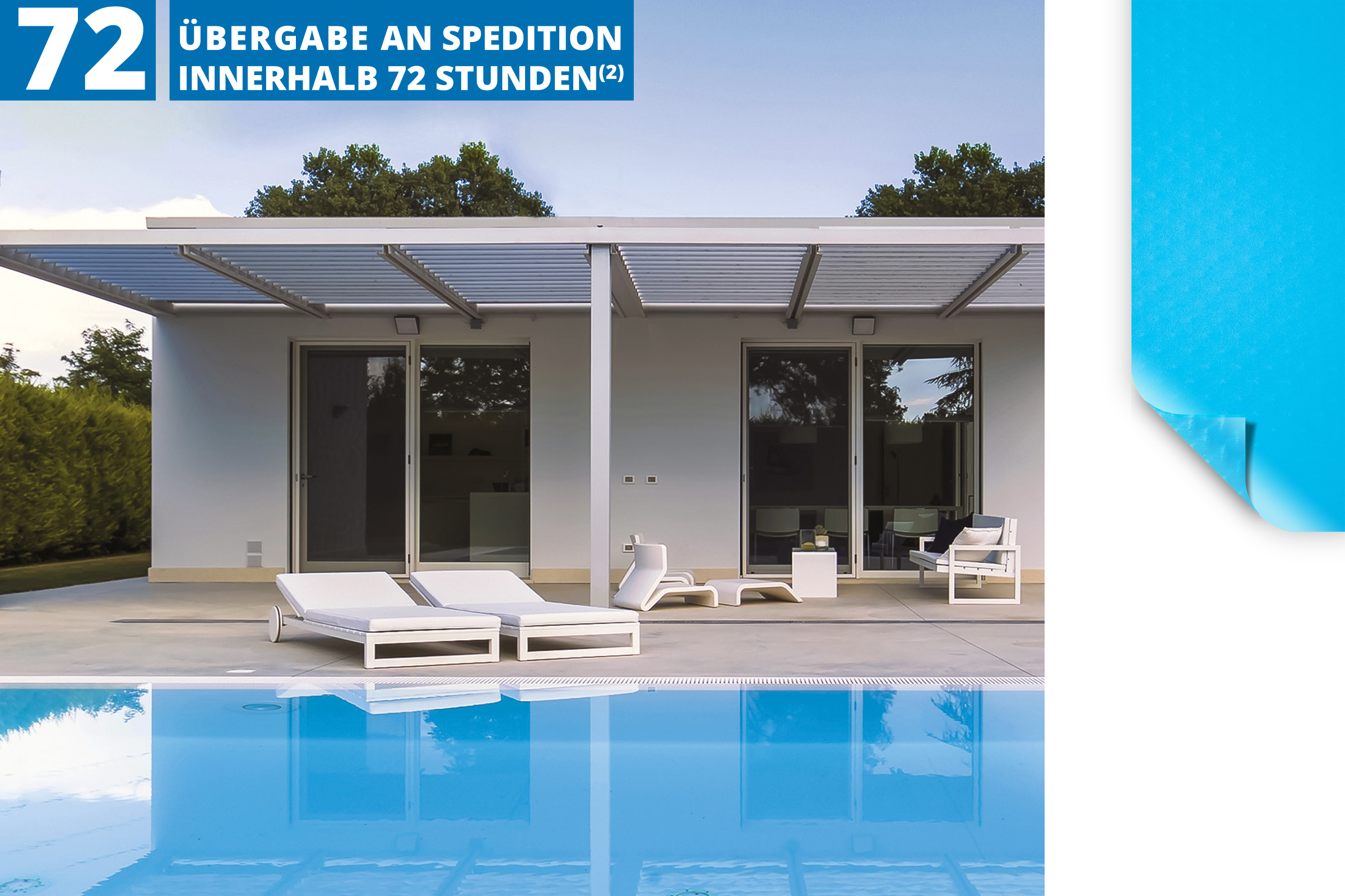 blue-72h Primefol Schwimmbadfolie Blau/Adriablau - Versandfertig innerhalb 72 Stunden