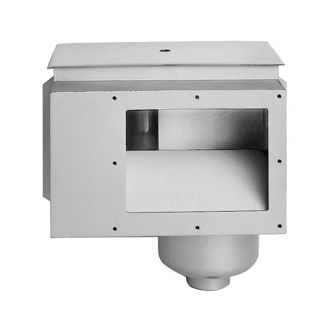 Edelstahl Skimmer für Fliesen-, Fertig- und Betonbecken, Saugbreite 200mm, von vorne betrachtet