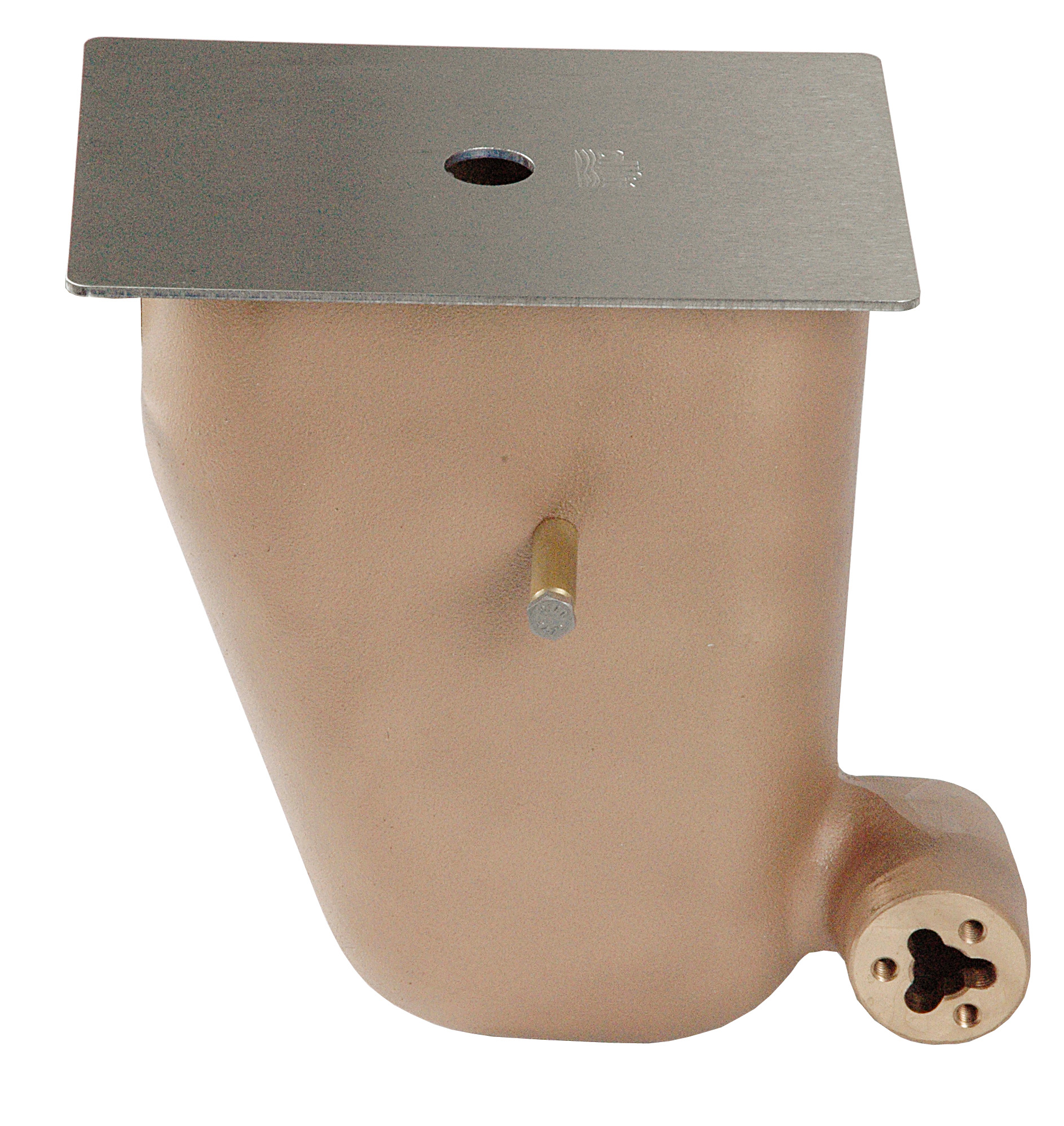 Detailansicht des mechanischen Wasserstandsreglers für große Skimmer, mit Abdeckung und Anschluss