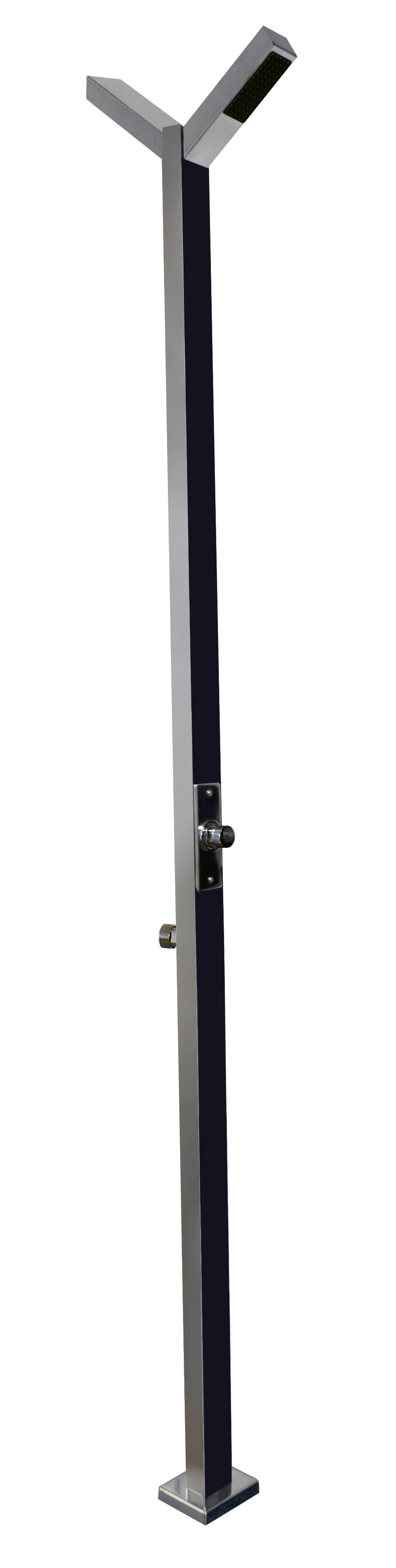 Kaltwasser-Dusche Public mit zwei Duschköpfen, Edelstahl, anthrazitfarbene Front