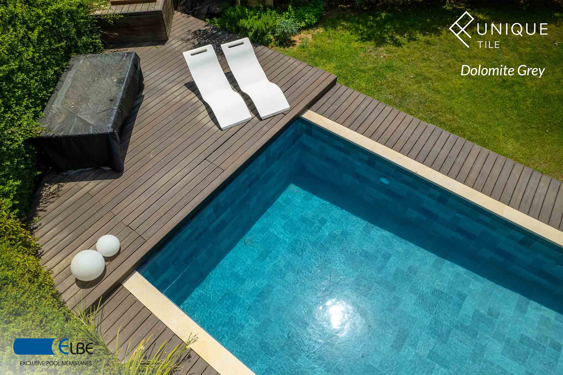 ELBE UNIQUE Tile Schwimmbadfolie mit Fliesenoptik