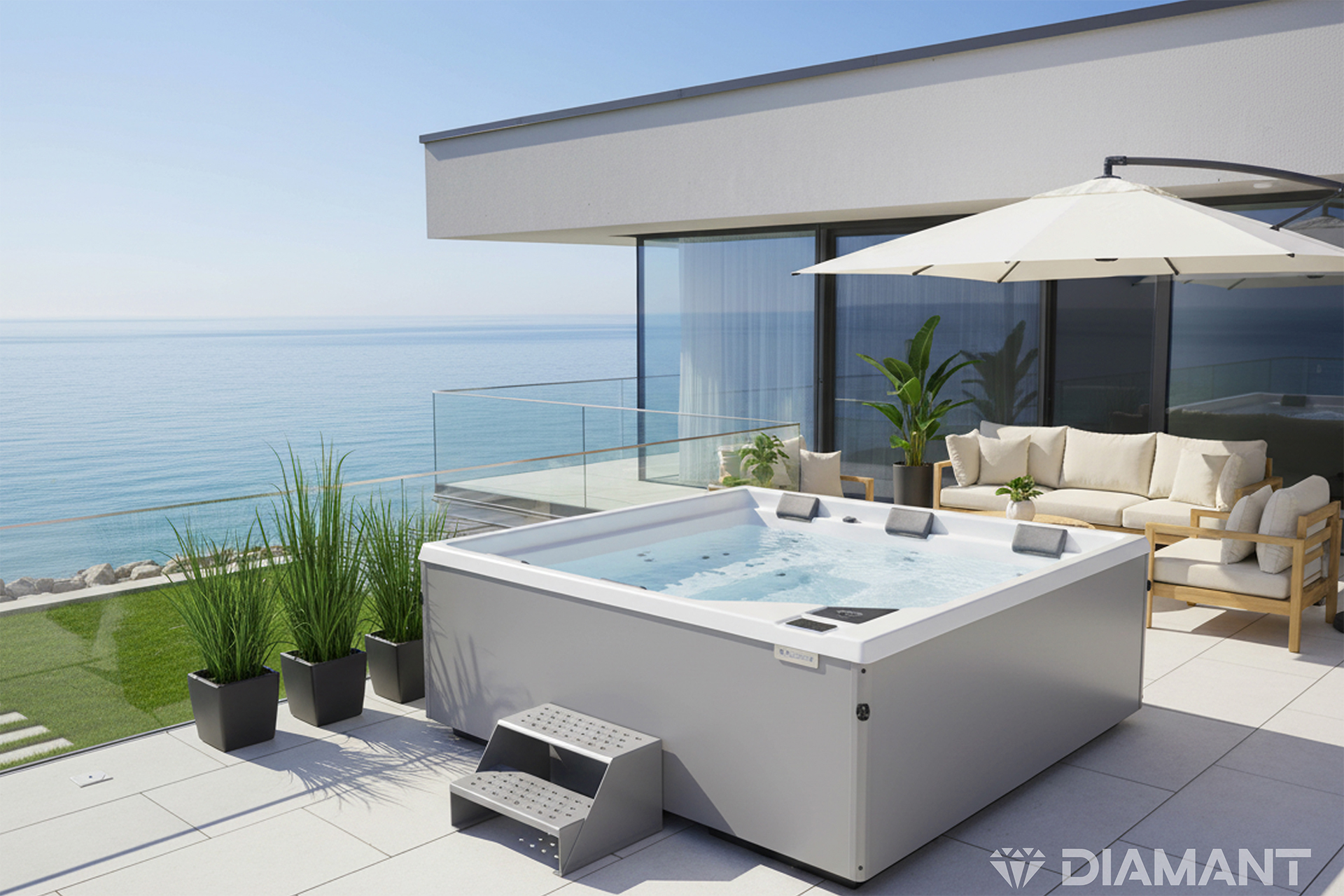 Outdoor Whirlpool 5 Personen – Diamant SPACE Premium 51 Düsen