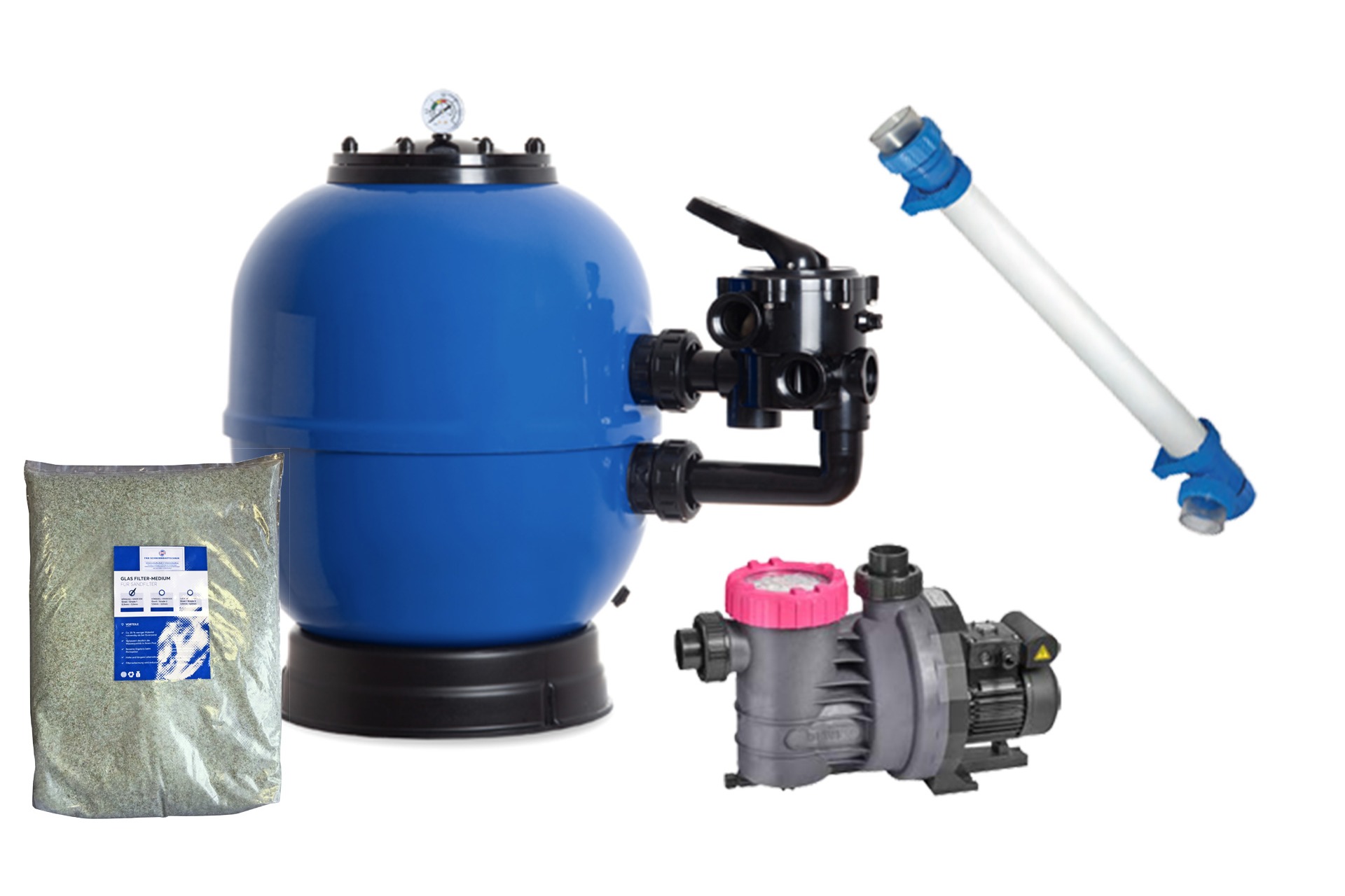 Filtertechnikset mit Platinum II Filter, BWT i-Star II Pumpe, Filterglas und UV-C Anlage