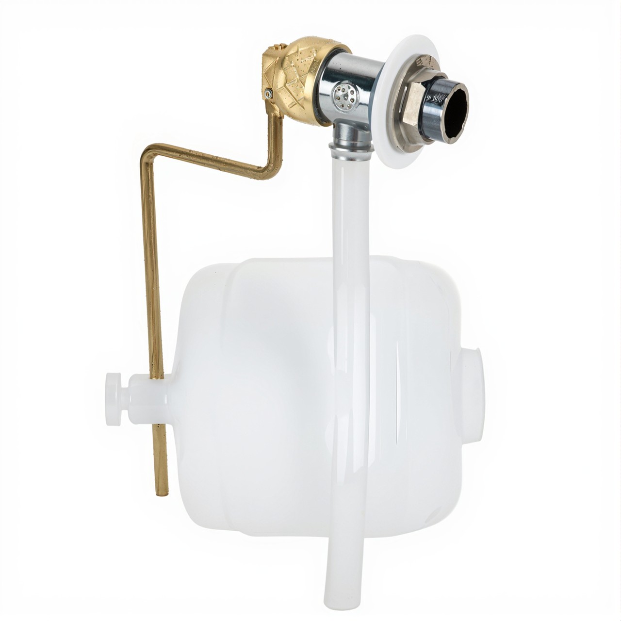 Mechanischer Wasserstandsregler mit Schwimmer und Messingventil für V4A Skimmer, Detailansicht