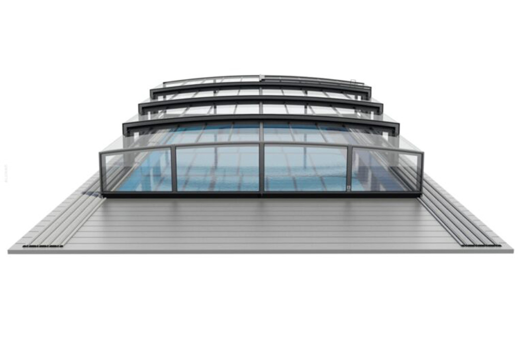 Flache Schwimmbadüberdachung Aluna® H2O Flache Schwimmbadüberdachung Aluna® H2O