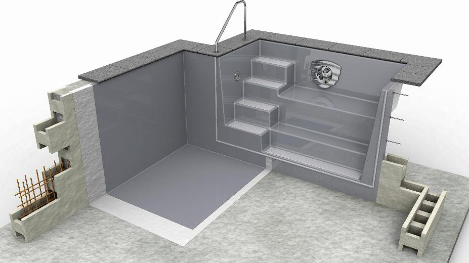 Kanto250-1 GFK Rechtecktreppe Kanto 250 mit Sitzbank