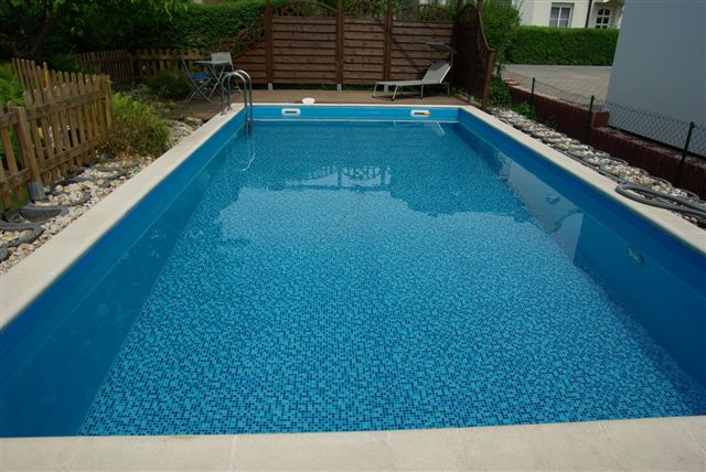 Schwimmbecken Folienauskleidung Mosaik blau
