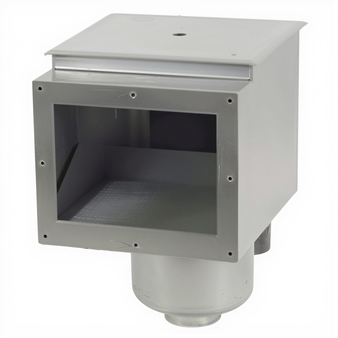 Edelstahl Oberflächenabsauger Skimmer V4A, Detailansicht der robusten Metallkonstruktion