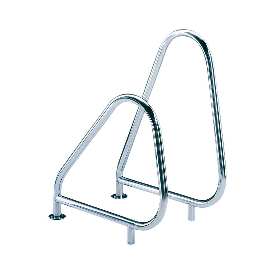 Haltegriff Griffbogen V4A asymmetrisch aus glänzendem Edelstahl für den Pool-Einstieg