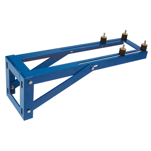 Blaue UWE Wandkonsole aus Metall mit vier schwarzen Schwingungsdämpfern für Fertigbausätze.