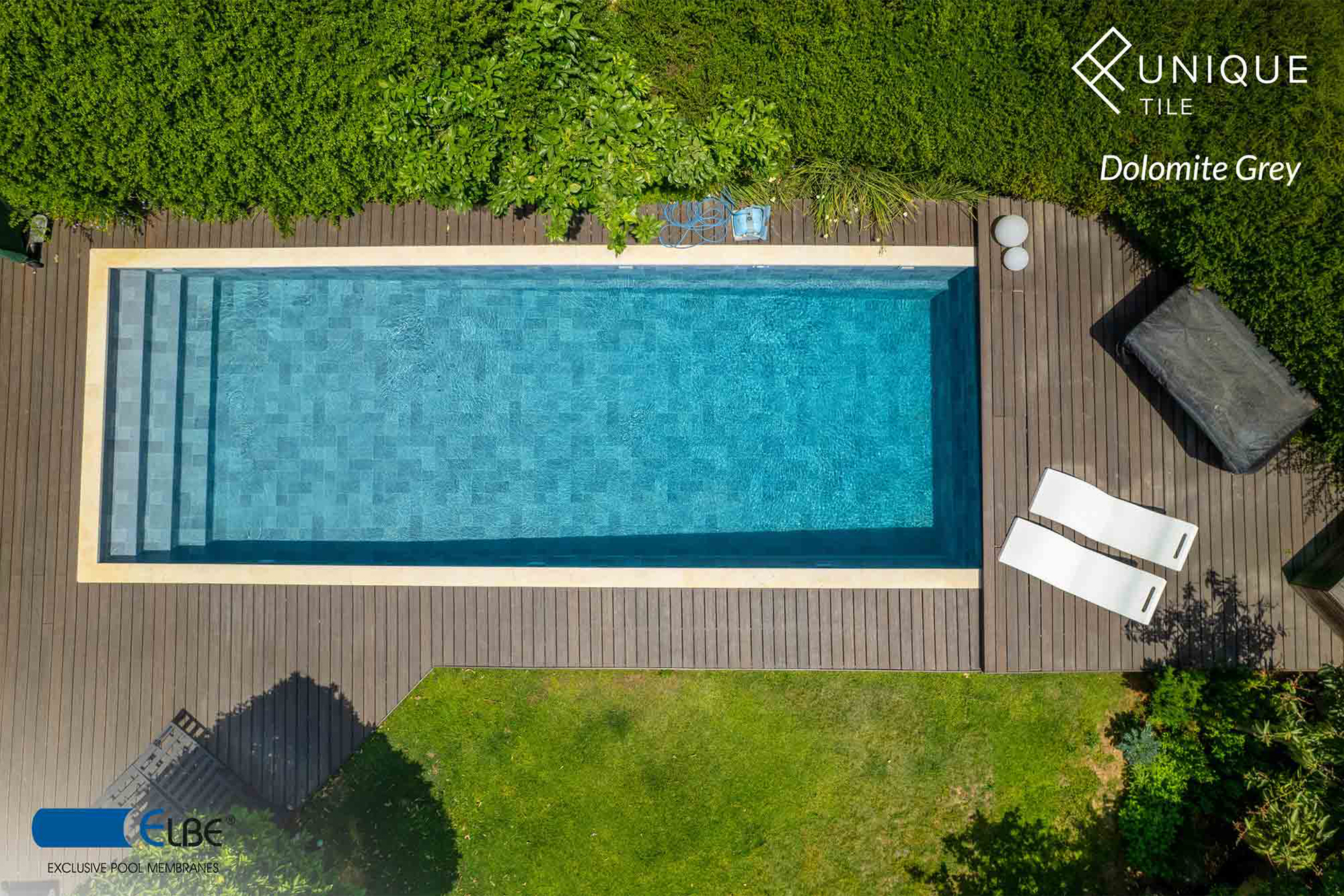 ELBE UNIQUE Tile Schwimmbadfolie mit Fliesenoptik
