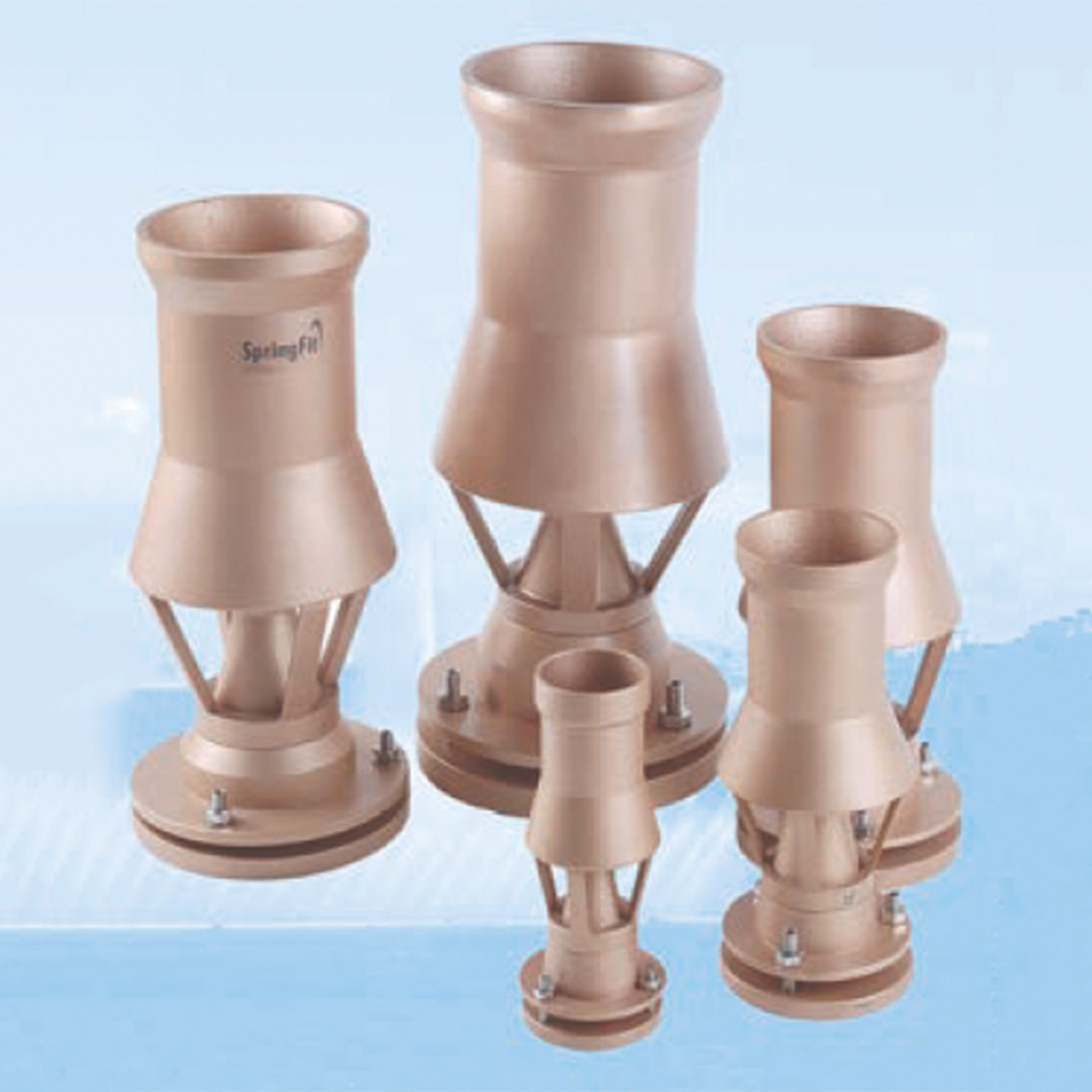 Lahme SpringFit Cascade Springbrunnen-Düse aus Rotguss, Detailansicht der Düsenöffnung