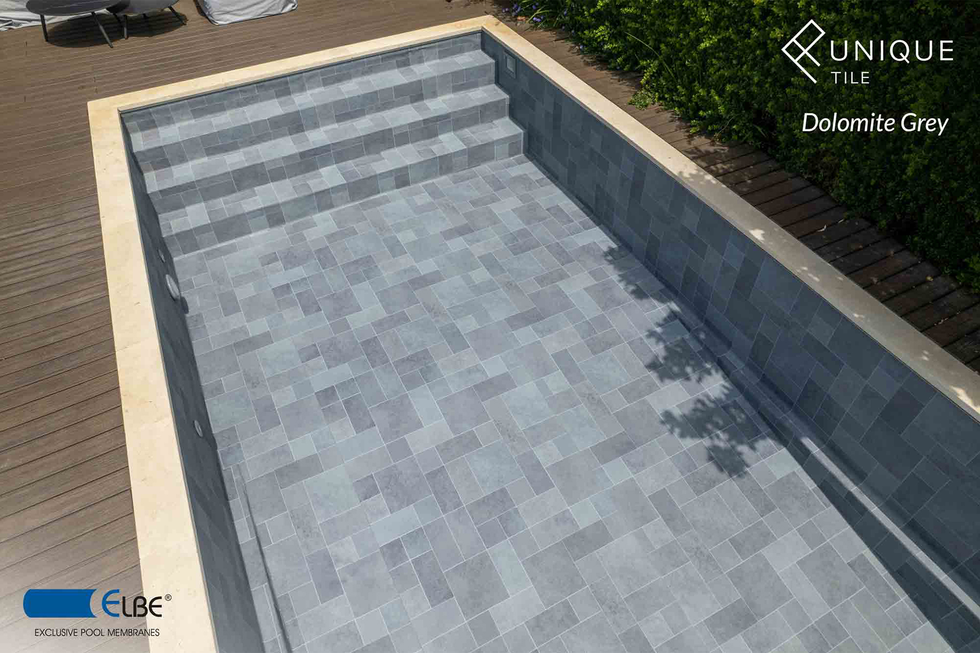ELBE UNIQUE Tile Schwimmbadfolie mit Fliesenoptik