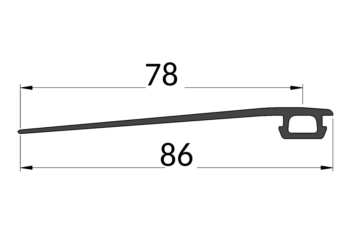Technische Zeichnung der Albixon Moduldichtung 11 x 78 mm mit den Maßen 78 und 86 mm