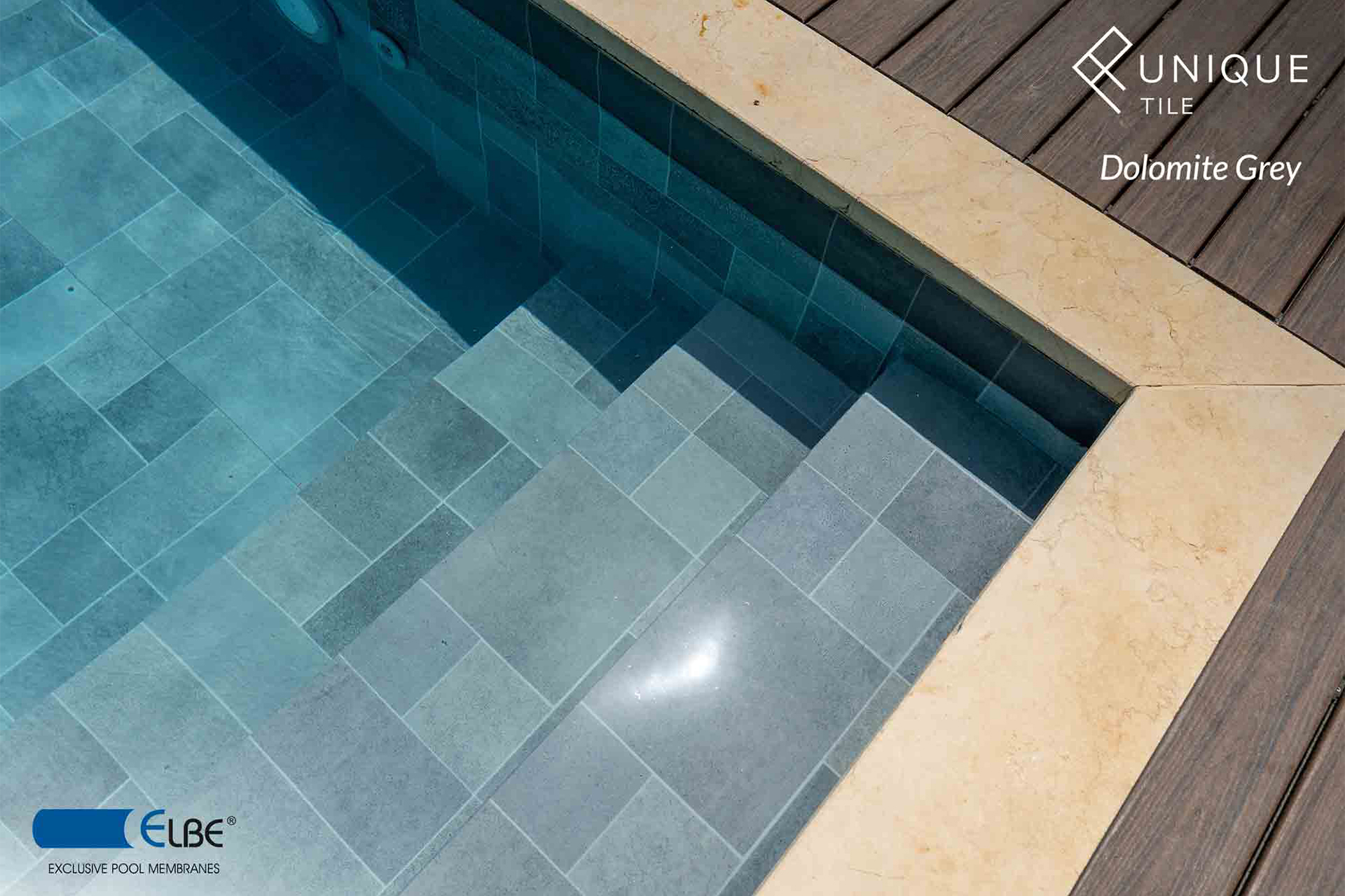 ELBE UNIQUE Tile Schwimmbadfolie mit Fliesenoptik