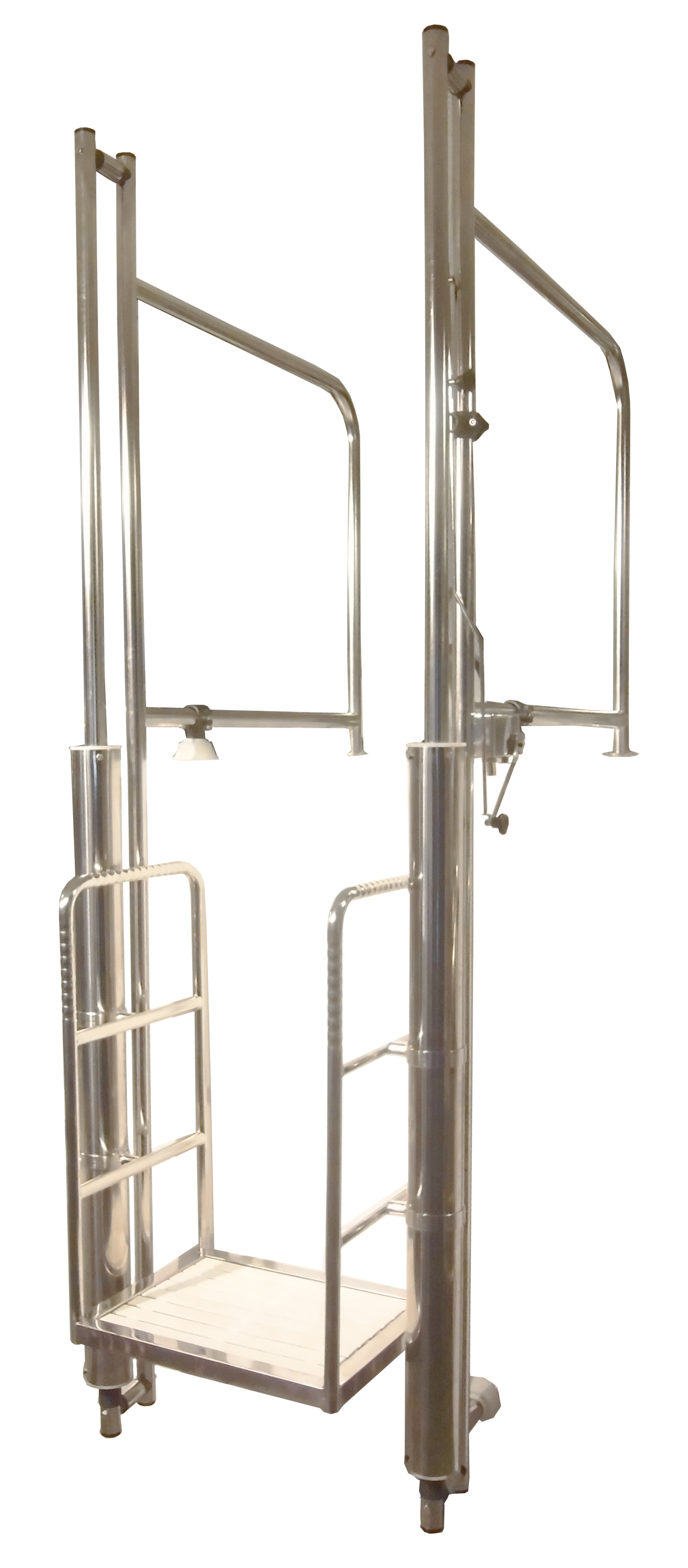 Hydraulischer Hublift mit Plattform und 650mm Handlauf aus Edelstahl im Detail