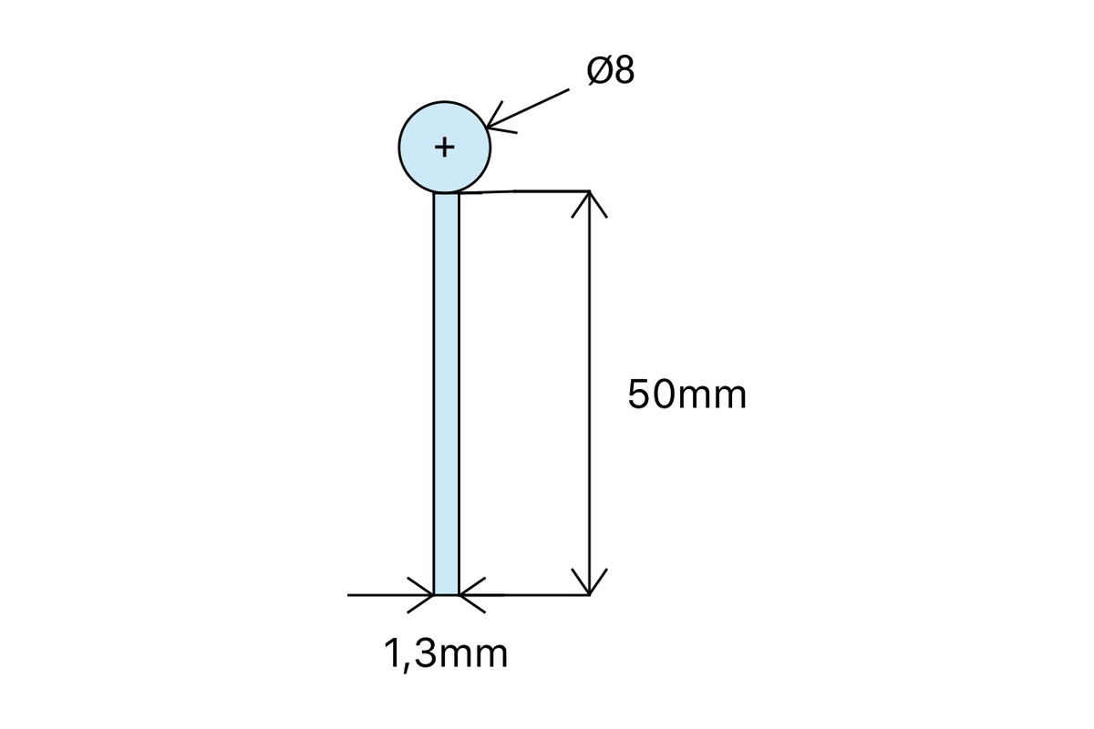 Technische Zeichnung der Albixon Gummidichtung 50 mm, Durchmesser 8 mm und Länge 50 mm