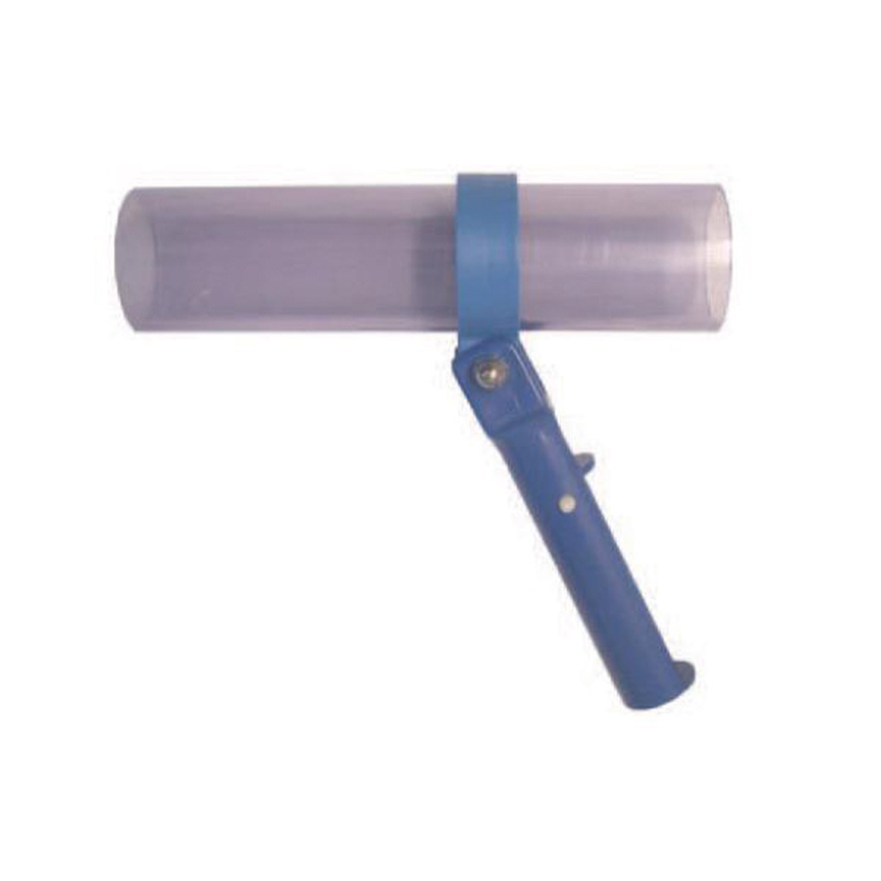 Transparente Saugdüse mit blauem Gelenk für Teichsauger, Durchmesser 50 mm.