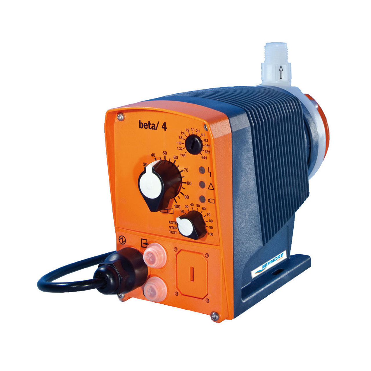 Orange-blaue Prominent Membran Dosierpumpe Beta 4a pH mit Bedienelementen und Anschlüssen