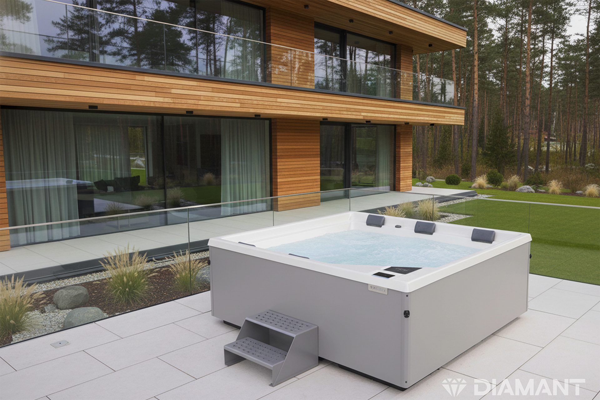 Outdoor Whirlpool 5 Personen – Diamant SPACE Premium 51 Düsen