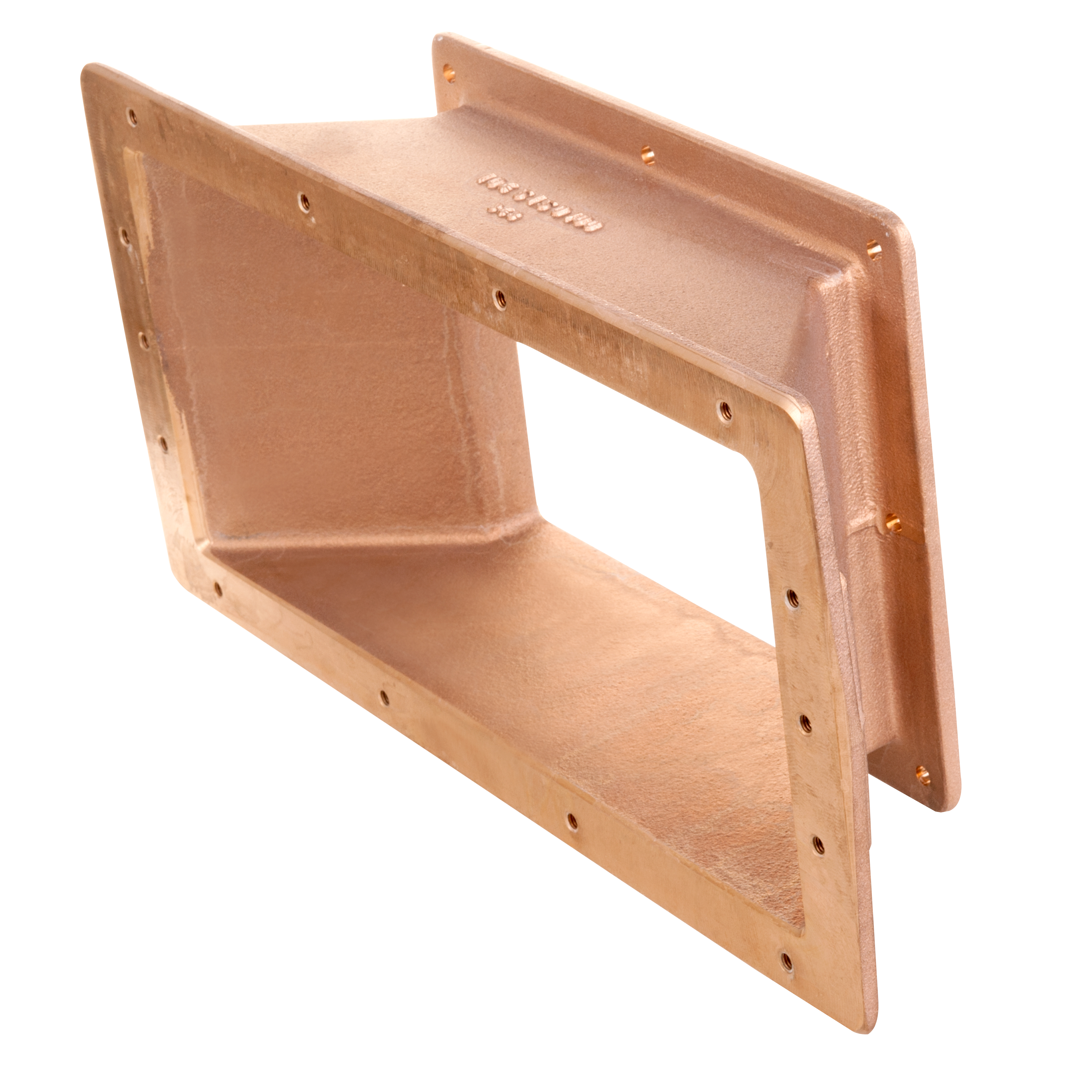 Detailansicht der Lahme Skimmer Verlängerung Saugöffnung 350mm breit aus Rotguss mit Befestigungslöchern