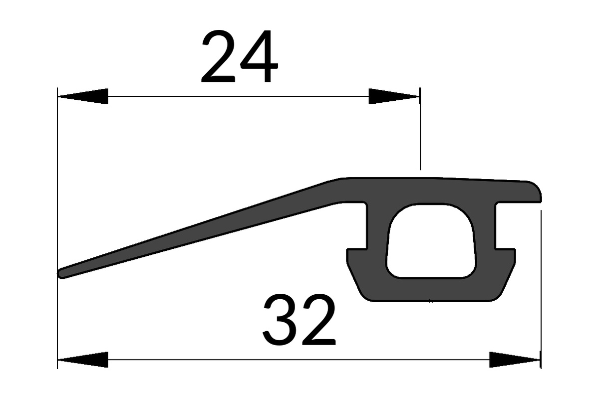 Technische Zeichnung der Albixon Moduldichtung 8,8 x 24 mm mit den Maßen 24 und 32 mm