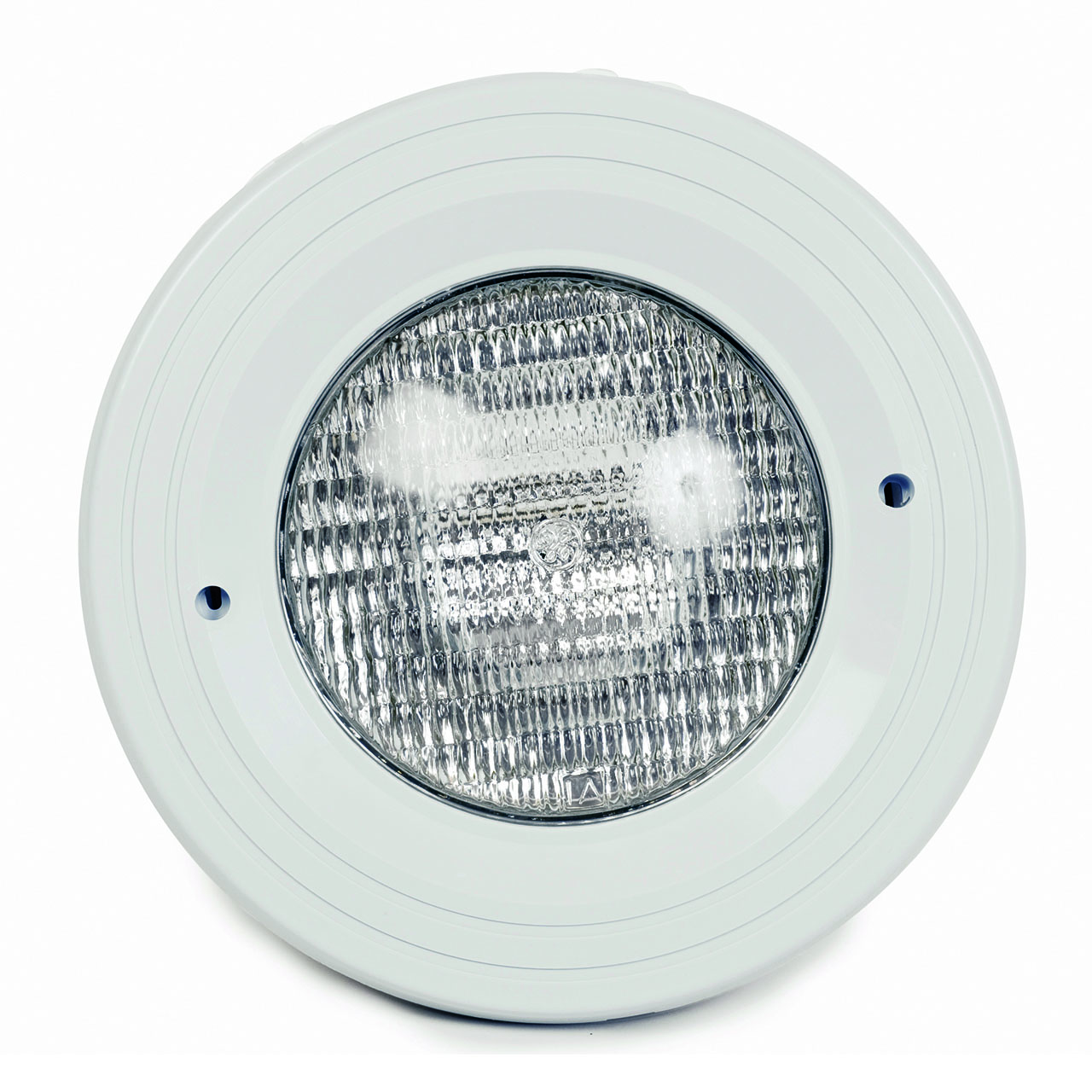 Aquareva LED Schraubscheinwerfer PL06VM farbig, weißes Gehäuse mit geriffeltem Reflektor im Detail