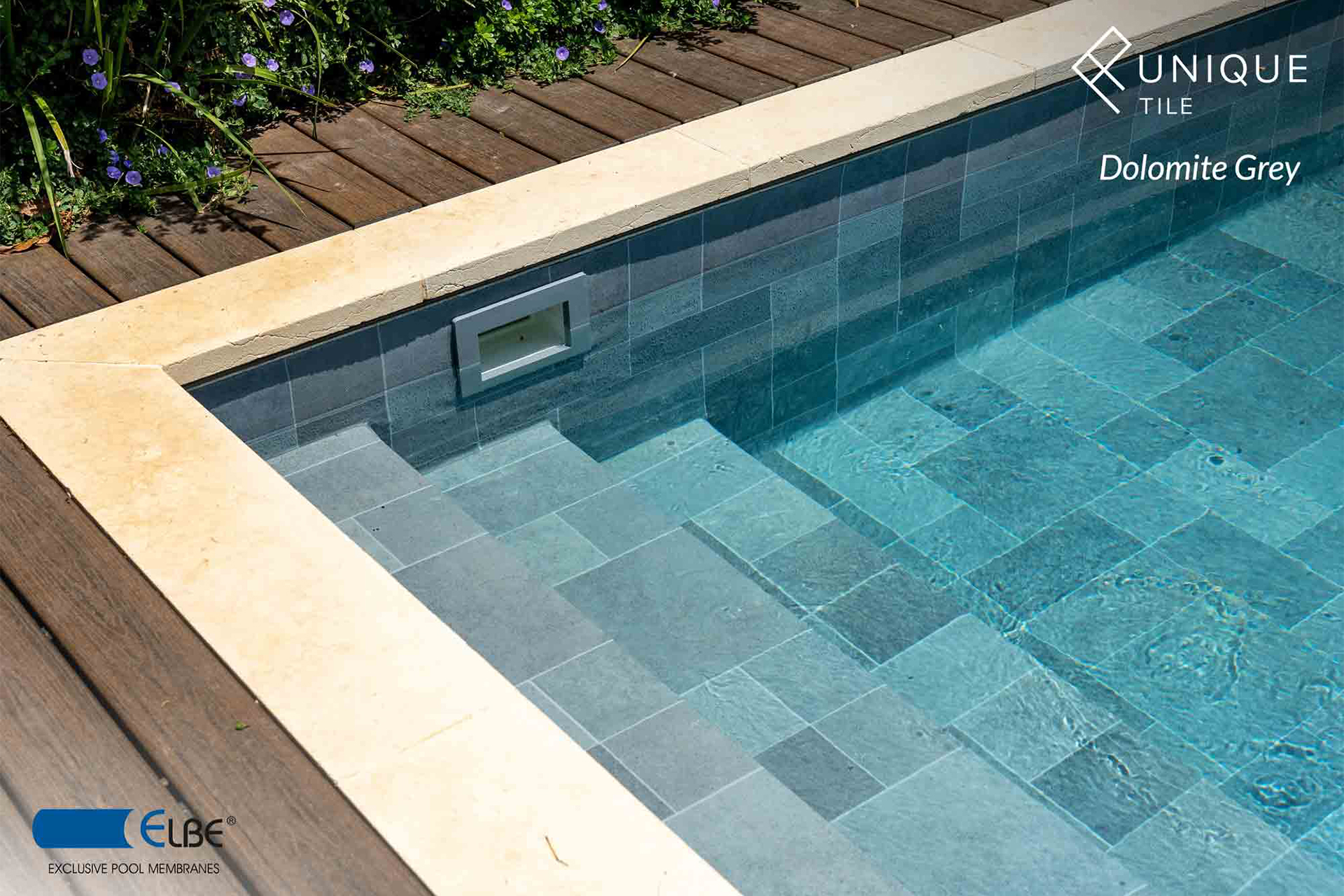 ELBE UNIQUE Tile Schwimmbadfolie mit Fliesenoptik