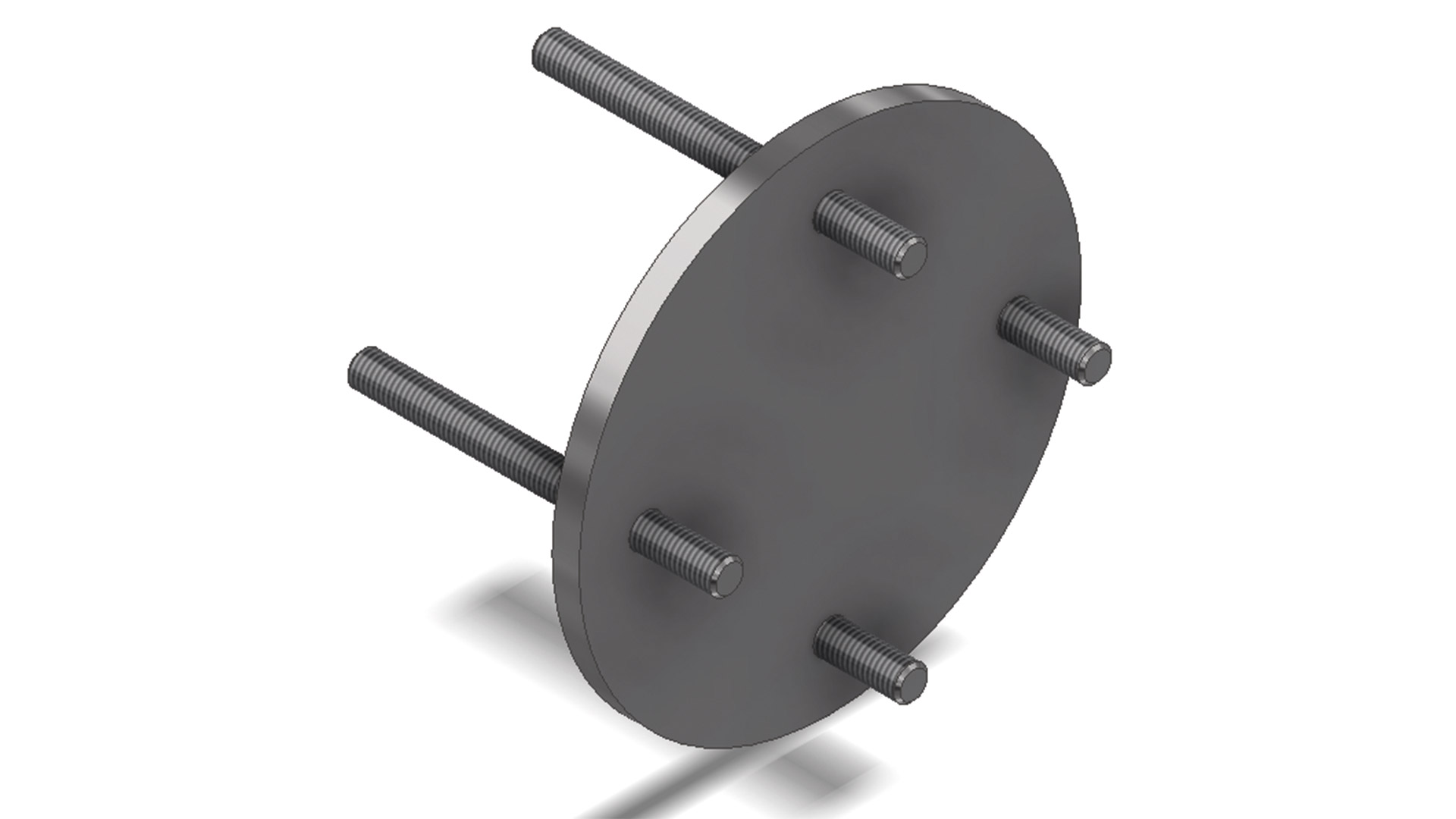 Montageflansch Wellenseite mit vier Gewindebolzen, perspektivisch von oben dargestellt