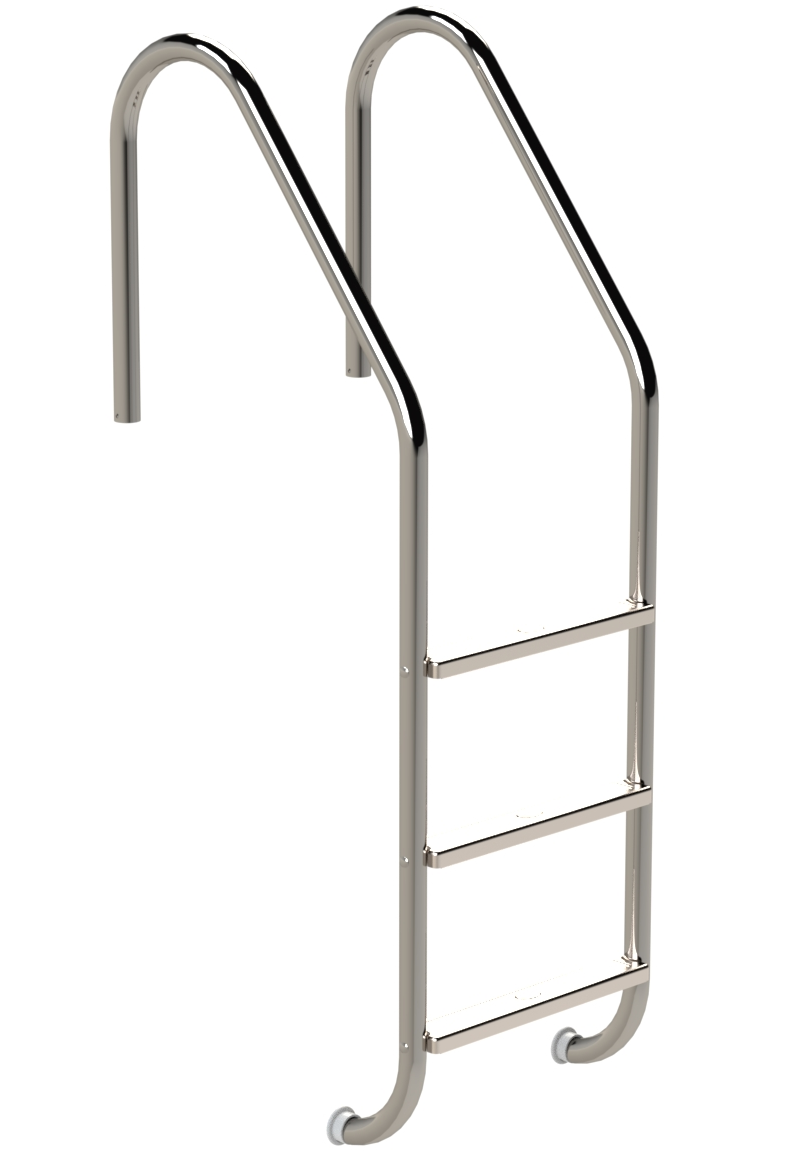 Edelstahl Poolleiter MARINA VARIO mit drei rutschfesten Stufen und gebogenen Handläufen