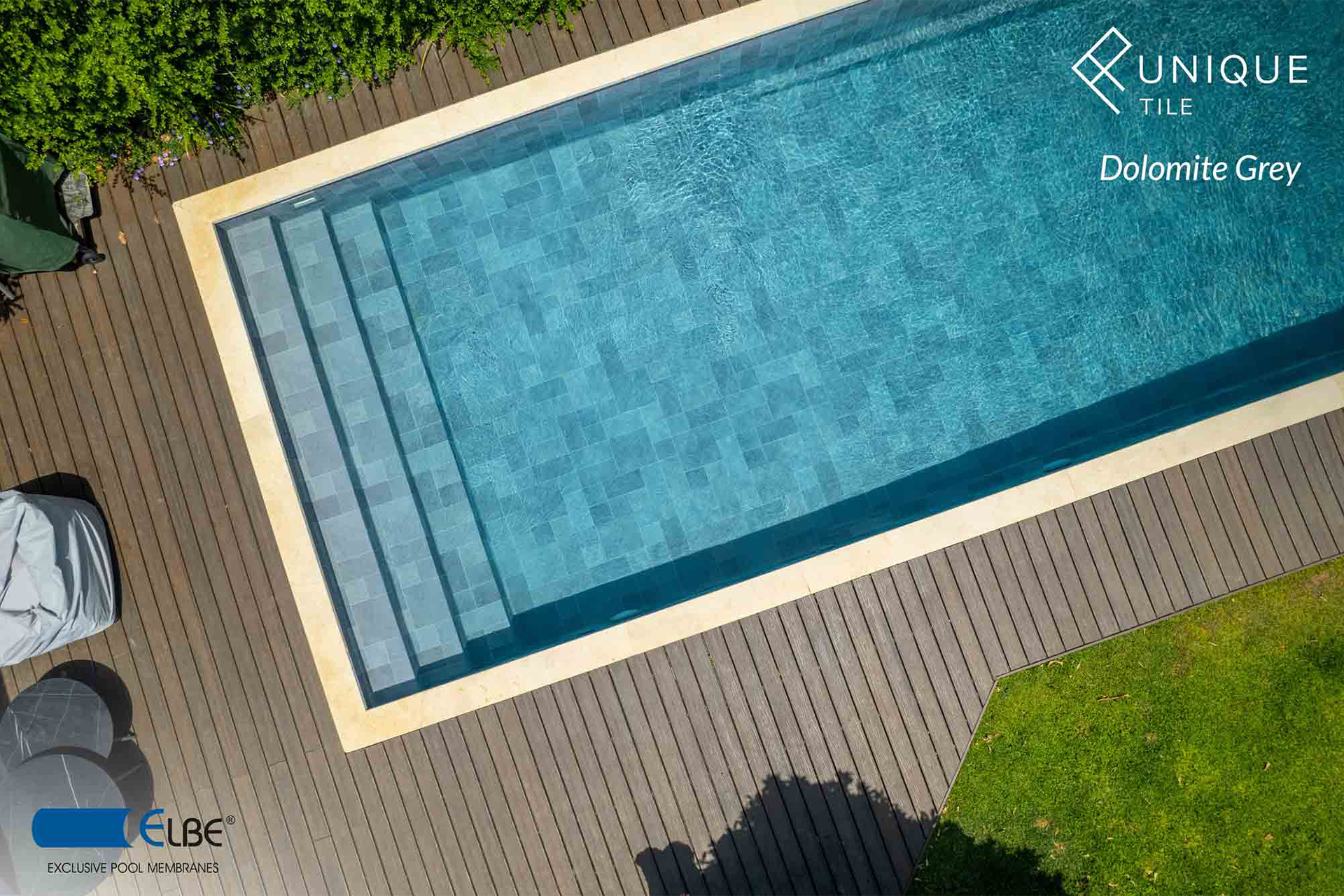 ELBE UNIQUE Tile Schwimmbadfolie mit Fliesenoptik