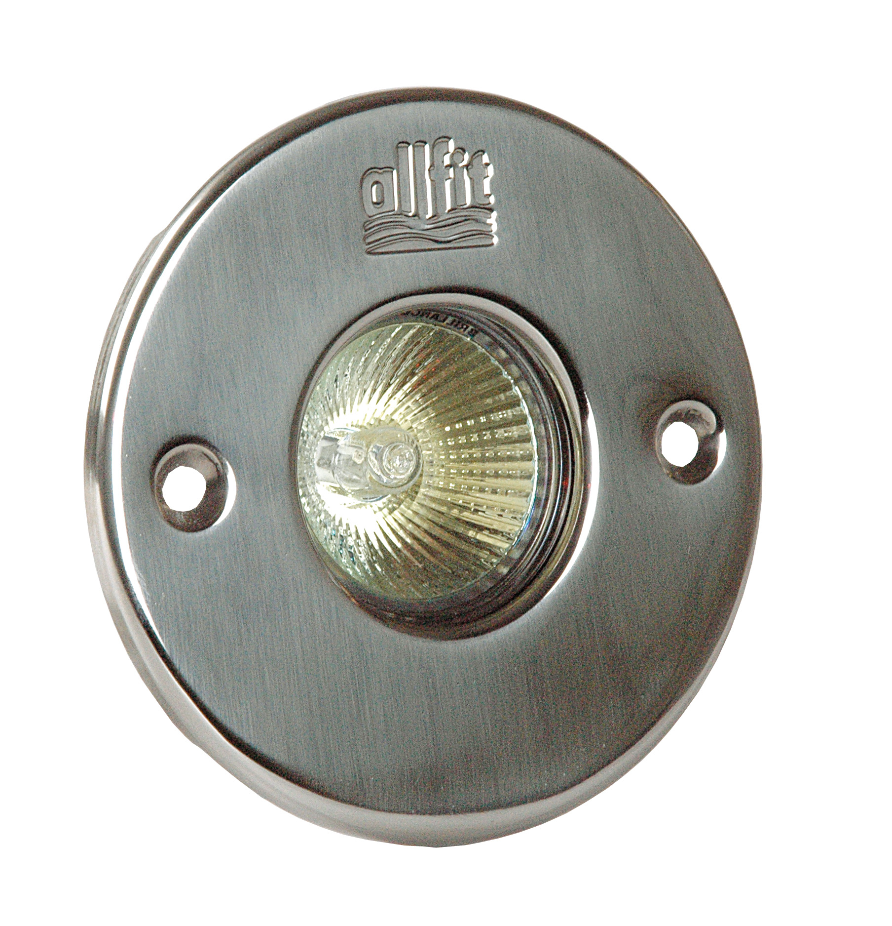 Detailansicht des Lahme Vitalight Unterwasserscheinwerfer Einsatzes aus Rotguss mit 50W Leuchtmittel