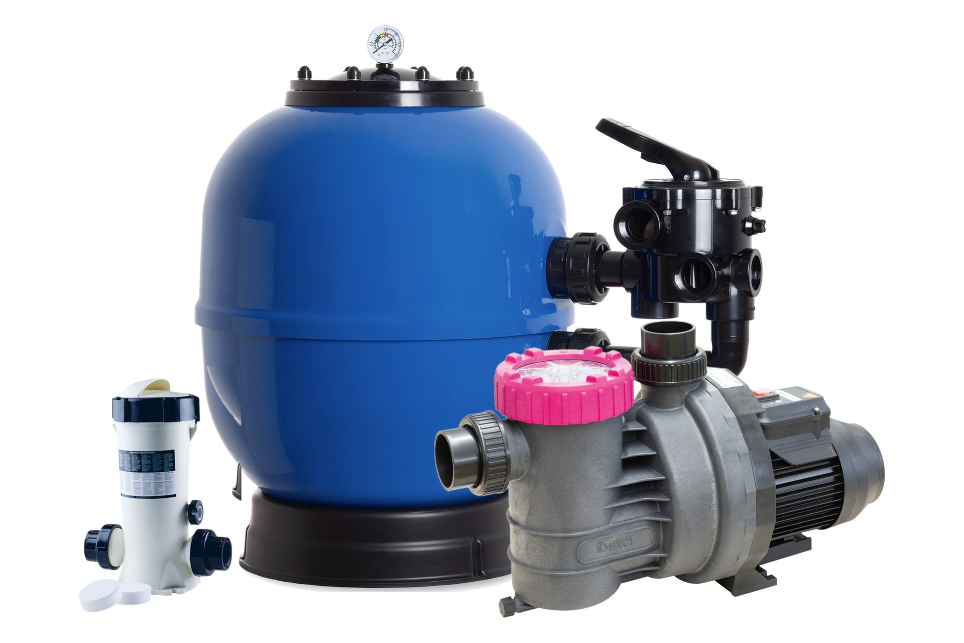 Filtertechnik Set Pro bis 65 m³ mit Platinum II Filter, BWT i-Star II Pumpe und Chlordosierer