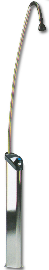 Kaltwasser-Dusche Deluxe V2A mit Drehknauf, Edelstahl-Säule und gebogenem Duscharm