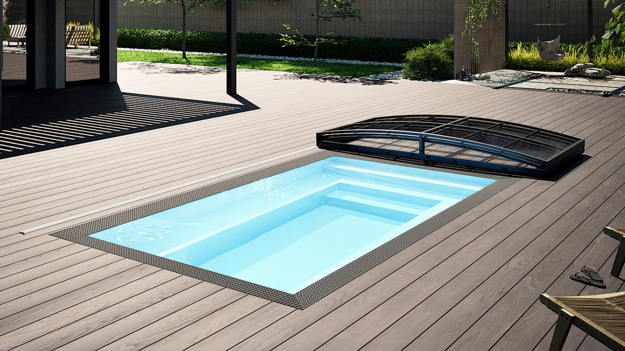 Albixon PP Pool Mini Qbig 2,25x3,75 Weiß Detailaufnahme des Albixon PP Pool Mini Qbig in Weiß mit den Maßen 2,25 x 3,75 m